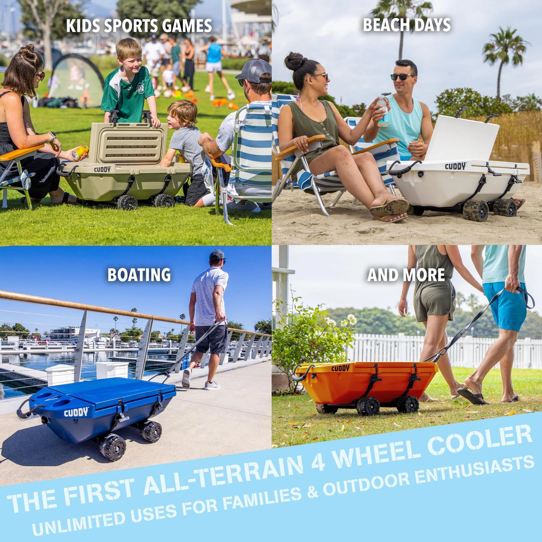 Cuddy 40 QT Floating Cooler and Dry Storage Vessel with Cuddy Crawler Wheel Kit - Navy