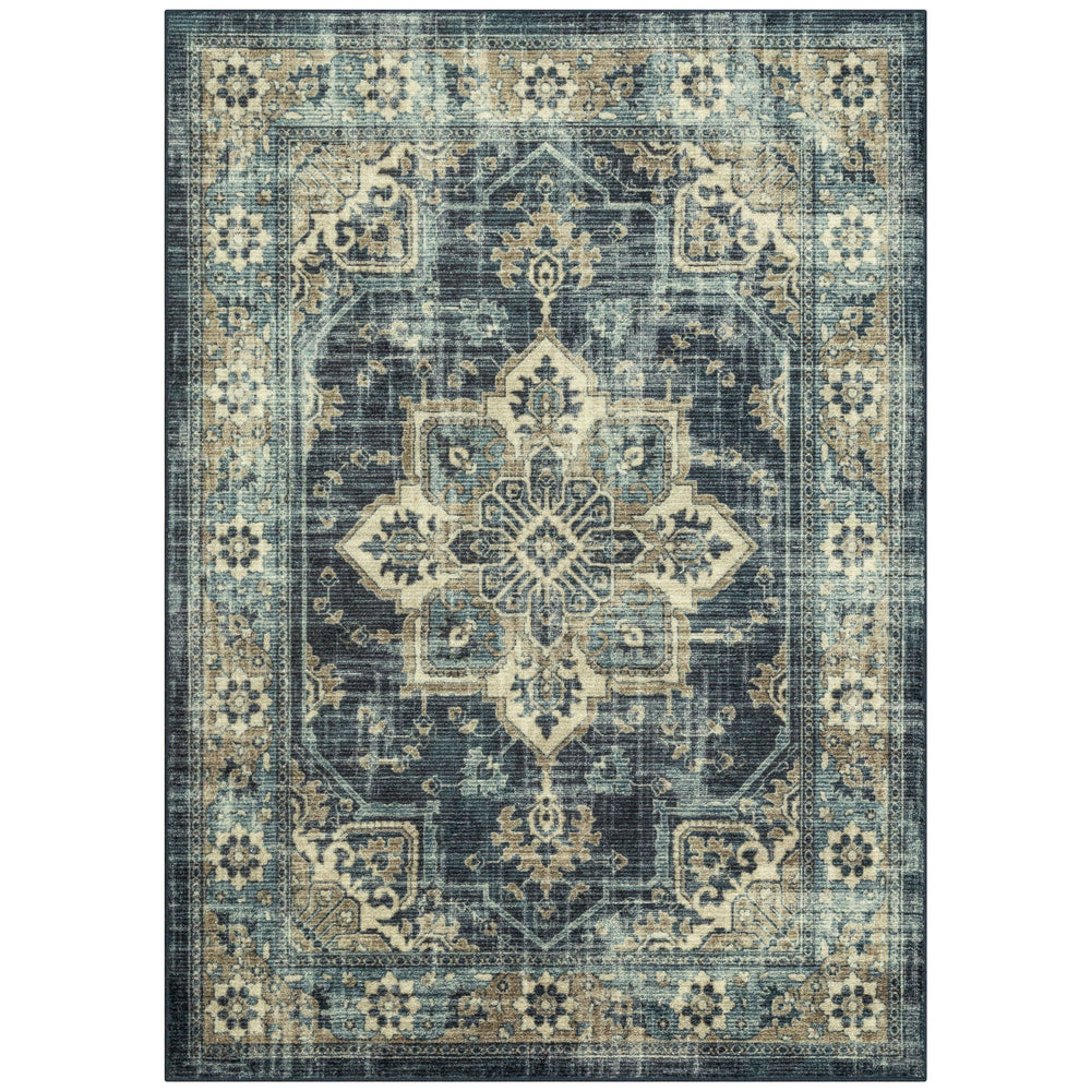 Mainstays Distressed Vintage Blue Persian Indoor Area Rug, 5x7