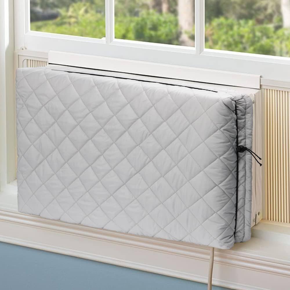 BEWAVE Indoor Air Conditioner Cover Window AC Unit Cover with Drawstring Double Insulation for Inside(25"x17"x3.5")