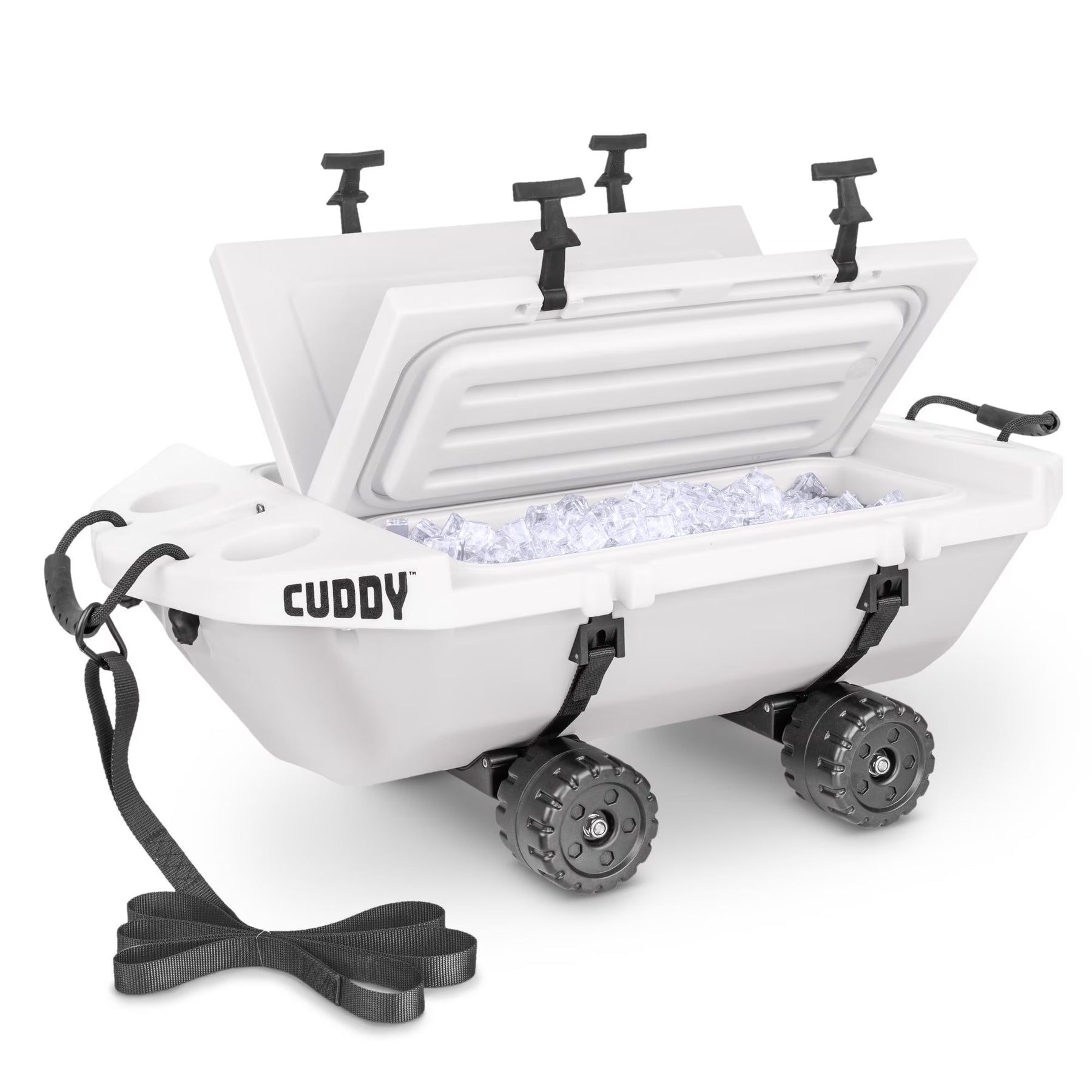 Cuddy 40 QT Floating Cooler and Dry Storage Vessel with Cuddy Crawler Wheel Kit - Navy