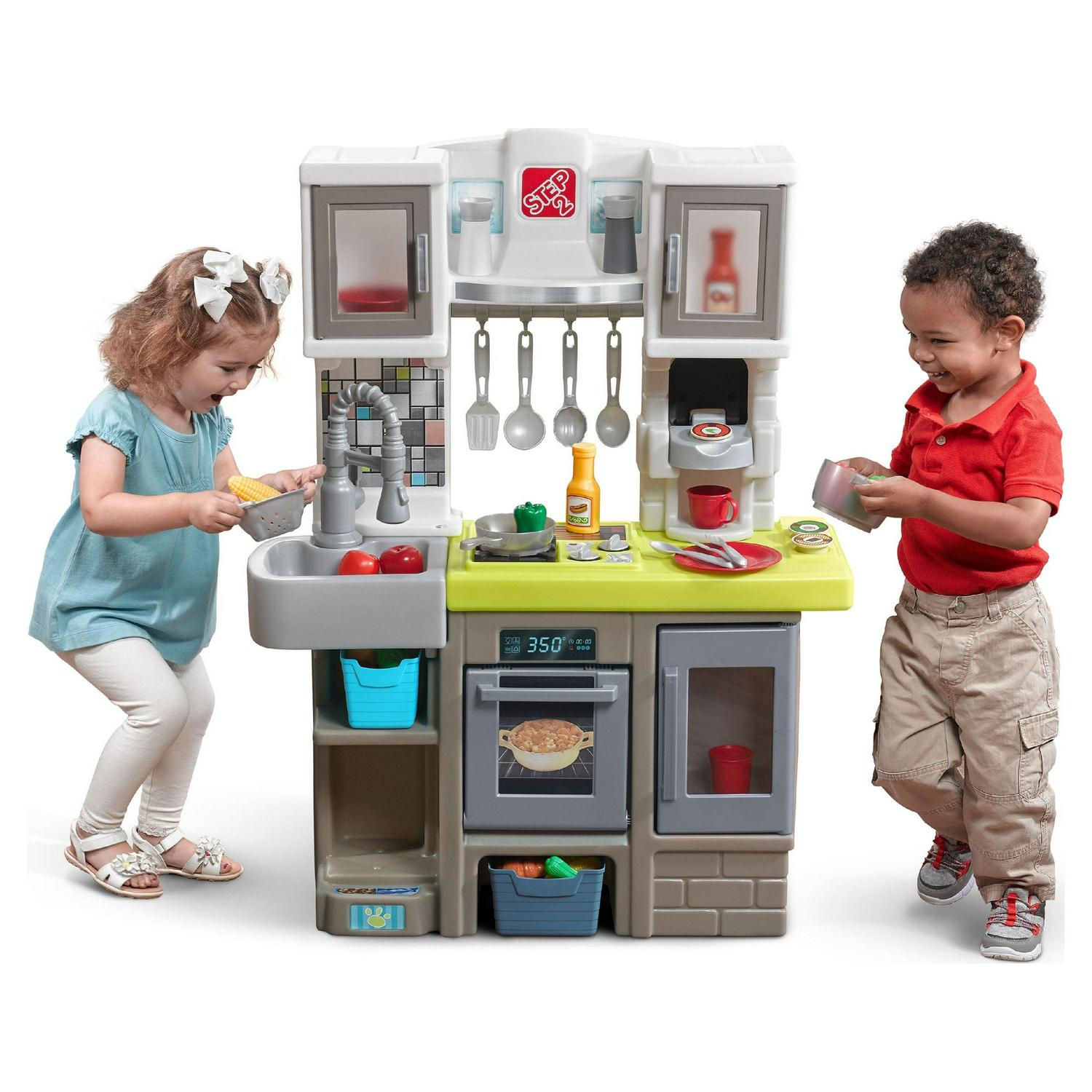 Step2 Contemporary Chef Brown and White Toddler Plastic Play Kitchen