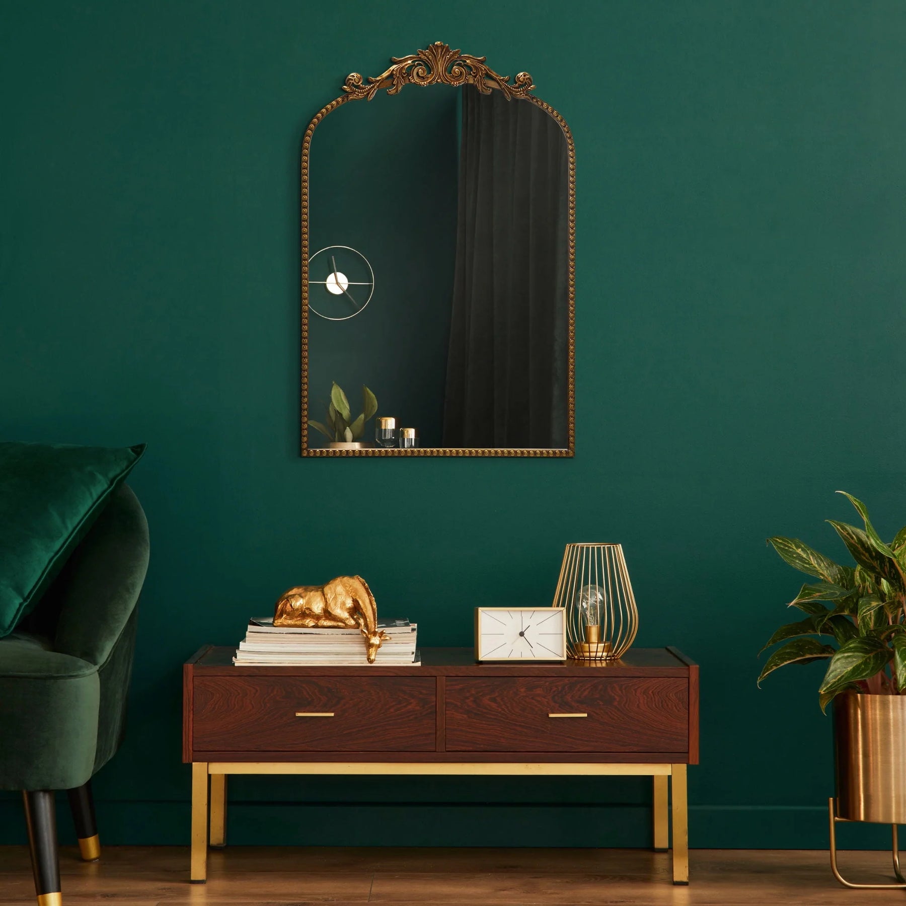 Better Homes & Gardens 20" x 30" Arch Metal Wall Mirror Décor in Gold