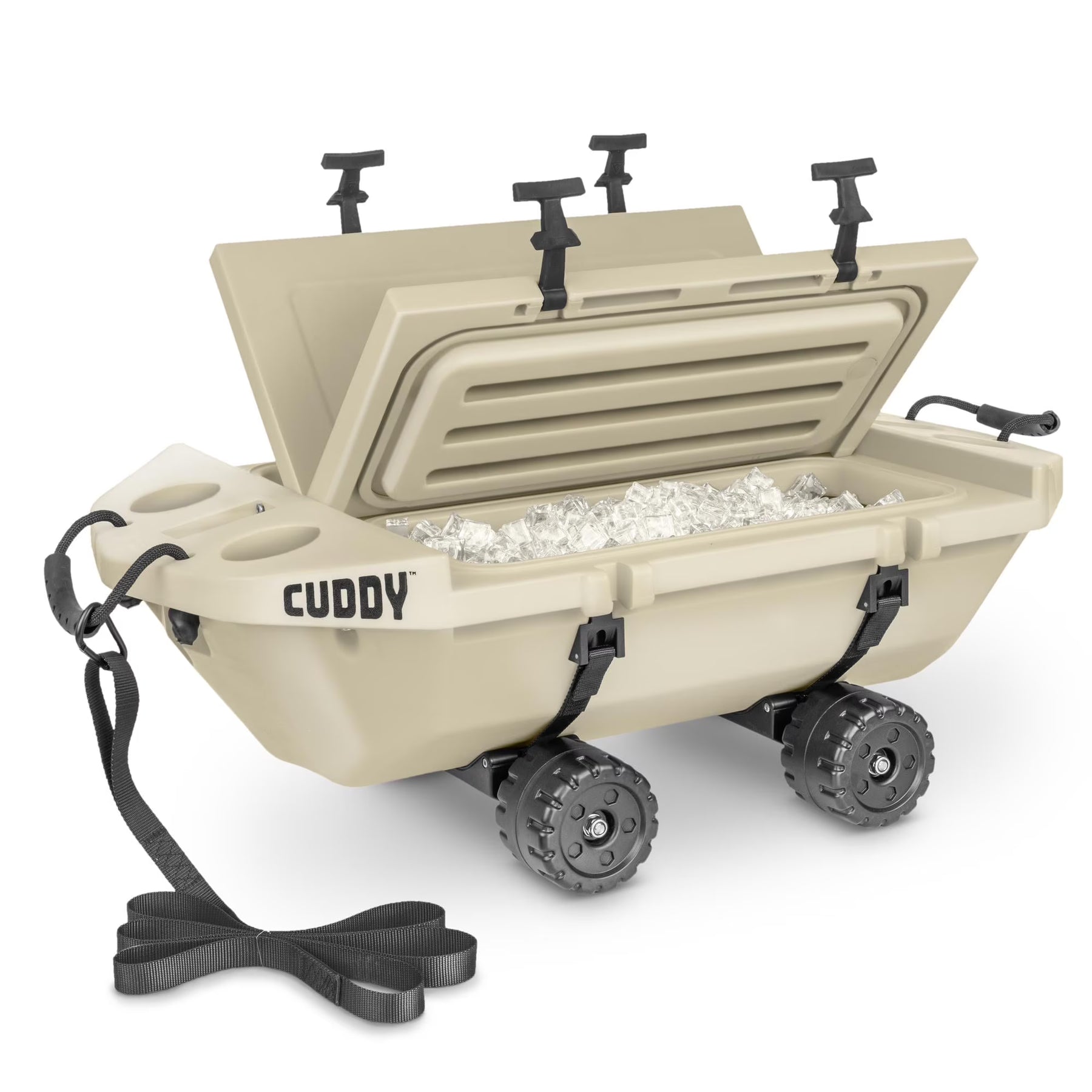 Cuddy 40 QT Floating Cooler and Dry Storage Vessel with Cuddy Crawler Wheel Kit - Navy